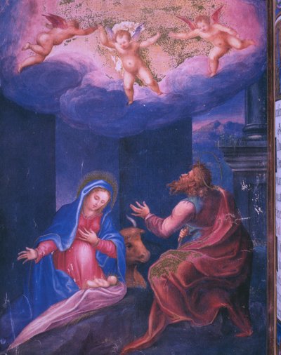 Nativity, from a facsimile of the Breviary of King Philip II of Spain by Julian and Leon, Andres de Fuente del Saz